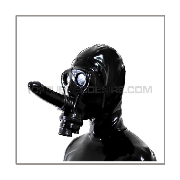 Deluxe gasmask-zipper-hood HR-AF - facesitting-edition - with detachable dildostick and thread-cover - model SIMIAN